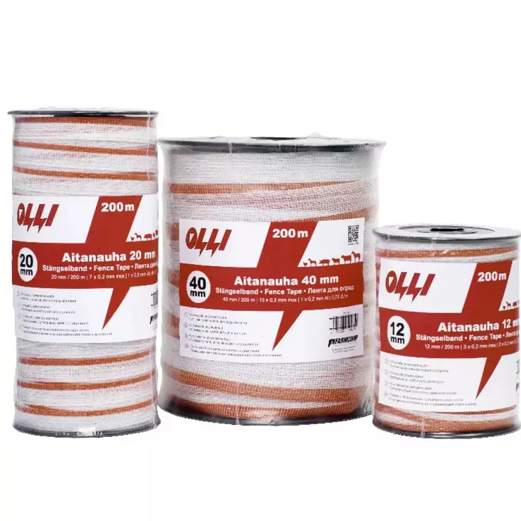 Olli Elband vit/röd 40mm 200m - Elrep & eltrådar - 6031035 - 1