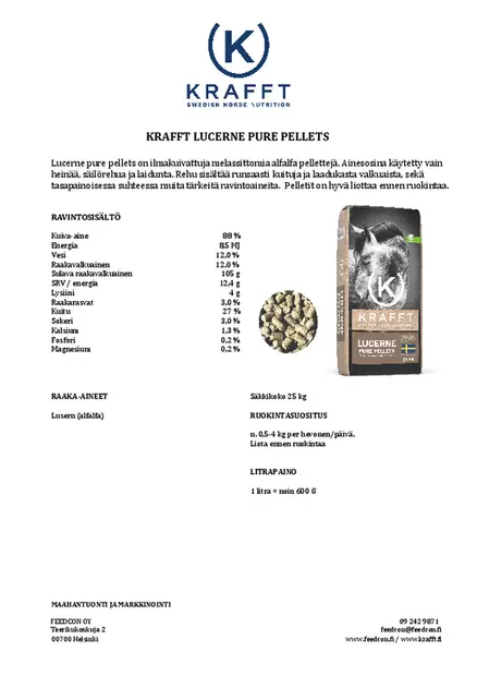Krafft Luserne Pure Pellets 25kg - Vain myymälästä saatavat rehut - KLusernpellet - 2